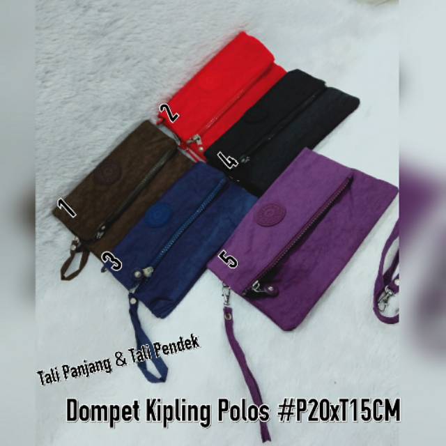 DOMPET KIPLING POLOS IMPORT ADA TALI PANJANG