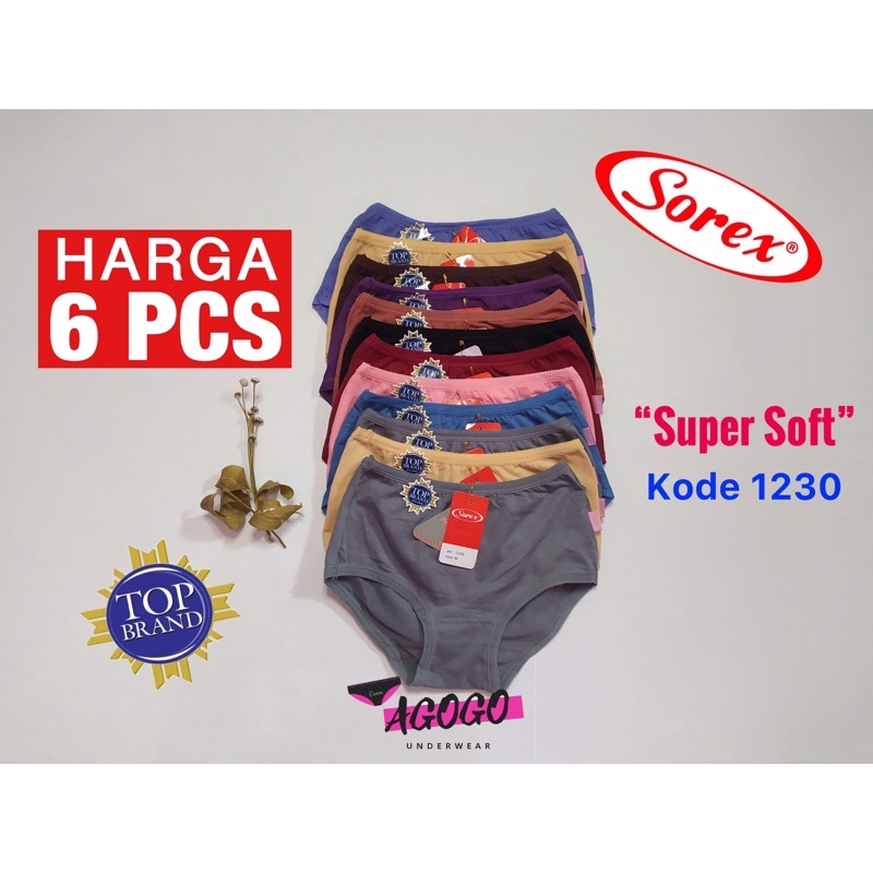 SOREX 1230 ORIGINAL 6 PCS - CD BEST SELLER CELANA DALAM WANITA BRANDEED SOREX 1230 CD CEWEK KUALITAS