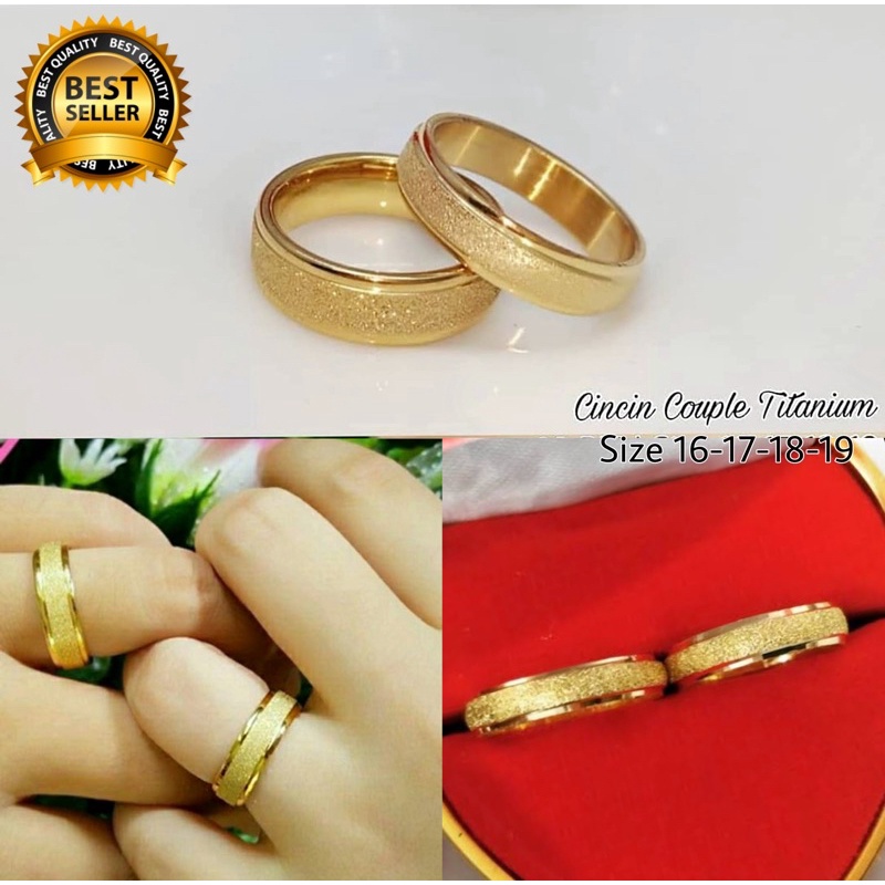 Cincin Couple Titanium PASIR POLOS GOLD Harga Satuan CC20L,B