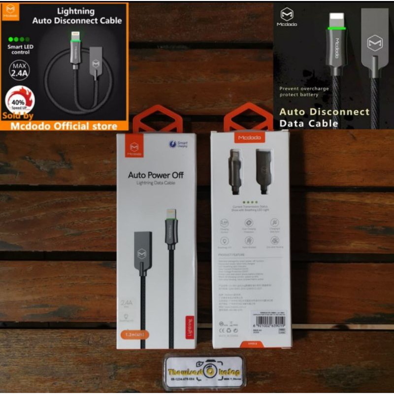 Kabel iphone MCdodo Cable Auto power off Lightning Fastcharging 2.4A