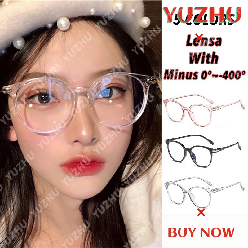 Tersedia 0°~-400° Korean Design Retro Kacamata Wanita/Pria Retro Gaya Anti Radiation Eyeglasses