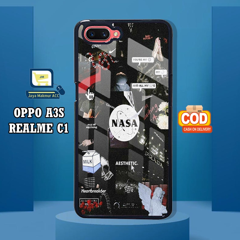 Allcaseid - Case OPPO OPPO A3s A1K A5s A12 A11K A7 C1 F9 A76 A96 4G A57 2022 A77S [BLACK AESTHETIC] 