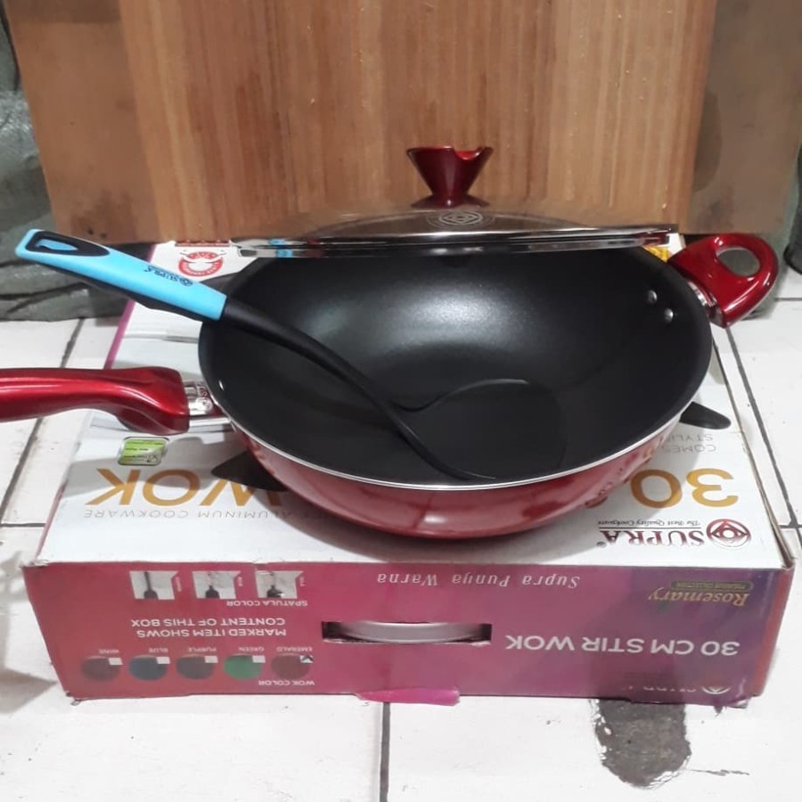 SUPRA 30 cm Stir Wok Rosemary + Glass Lid + N.Spatula