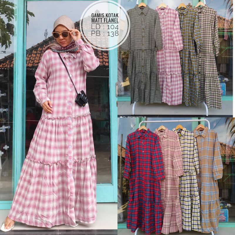 GAMIS FLANEL MOTIF KOTAK JEVANNI /  GAMIS WANITA MOTIF KOTAK / PRODUK -PRODUK JEVANNI