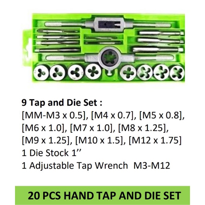 HAND TAP DIE SET 20PCS/SET KENTARO JAPAN QUALITY