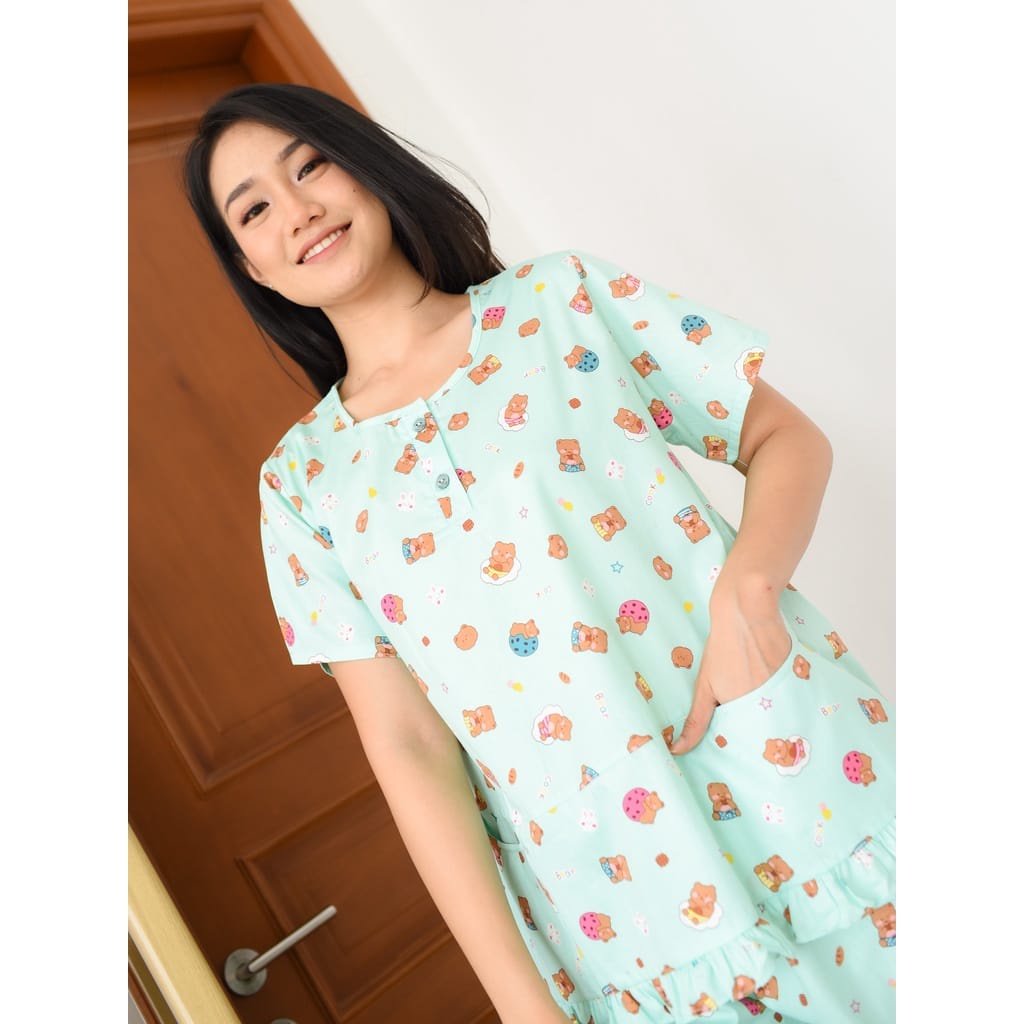 BAJU TIDUR CELANA PENDEK KATUN (3/4) SUNLY ADEM PREMIUM BANYAK MOTIF