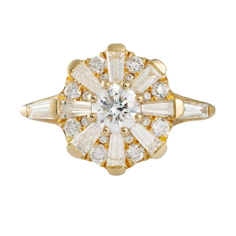 [Ready Stock]New 18K Gold Ring Moissanite Personality Female