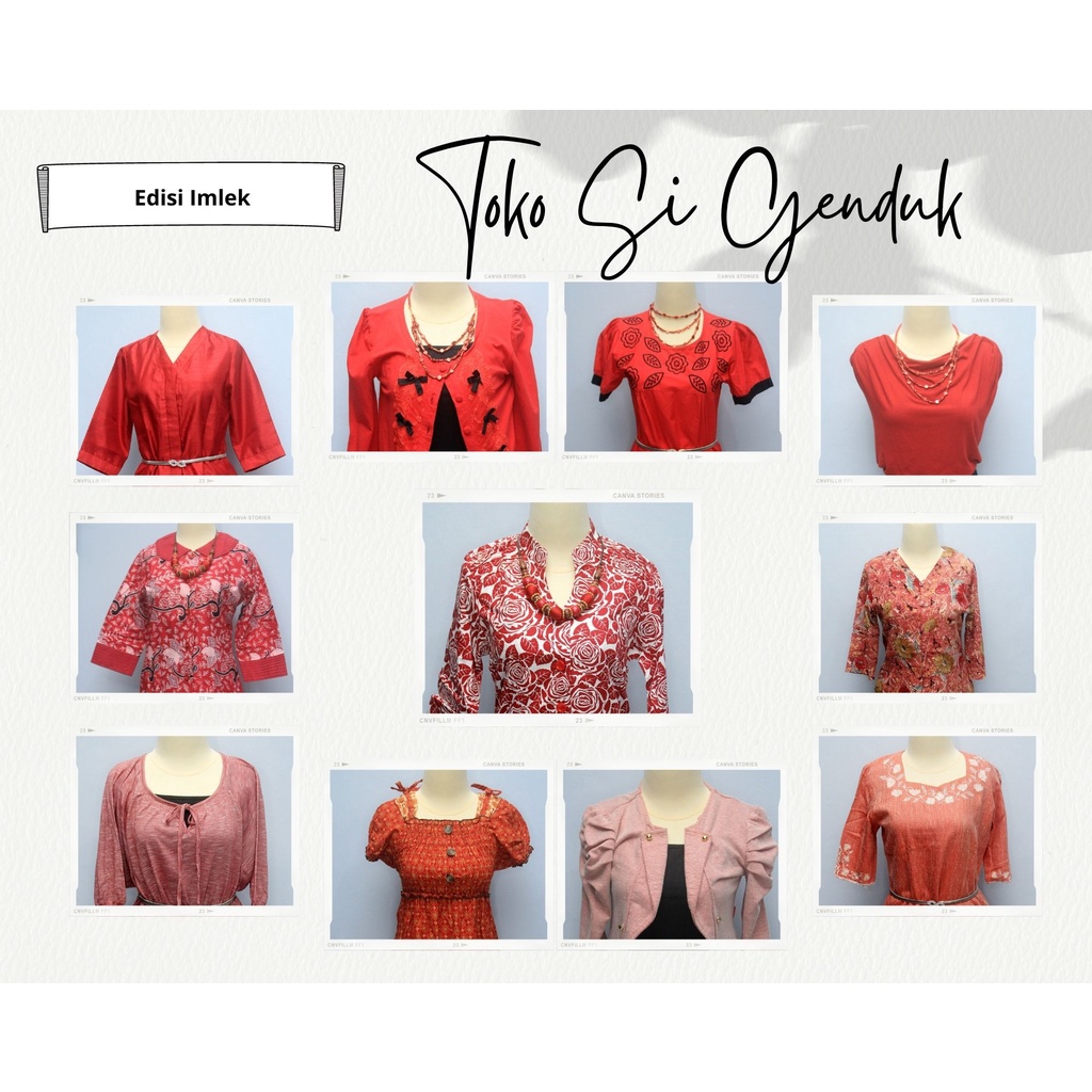 Baju Imlek / Baju Wanita Merah / Blouse Merah Preloved