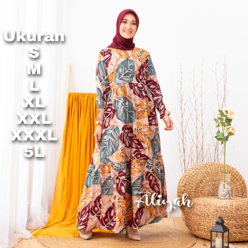 Zulfa Dress Jumbo - Ukuran S M L XL XXL XXXL 5L - Baju Gamis Janbol Janda Bolong Big Size