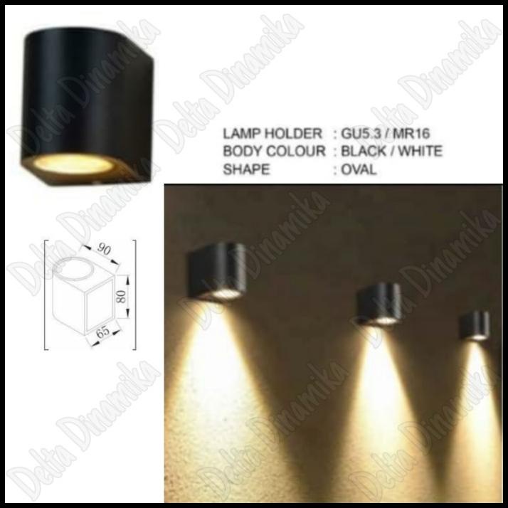 Lampu Dinding Kosongan Outdoor Fitting Mr16 Wall Light Oval Satu Arah