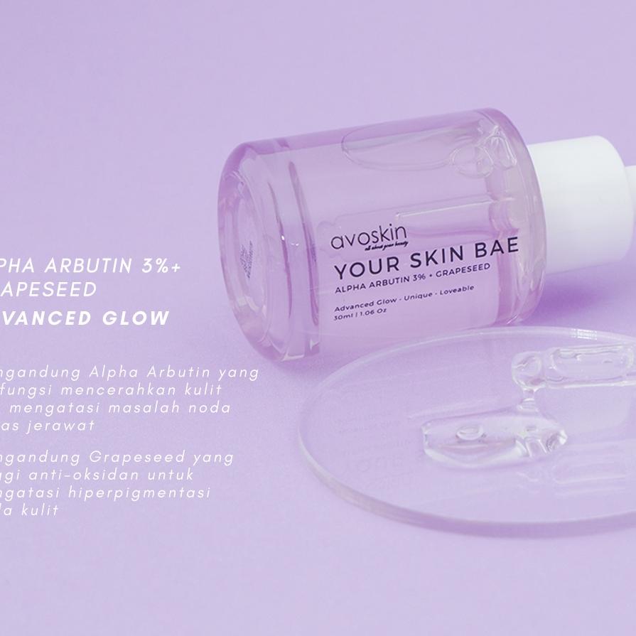 Ready BWWUG Avoskin Your Skin Bae Alpha Arbutin 3% + Grapeseed / Avoskin Serum Alpha Arbutin 74 Baya