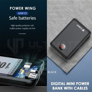 Power bank Ultimate Power Mini Digital 10000mAh with Cables MW10 Power Wing  as