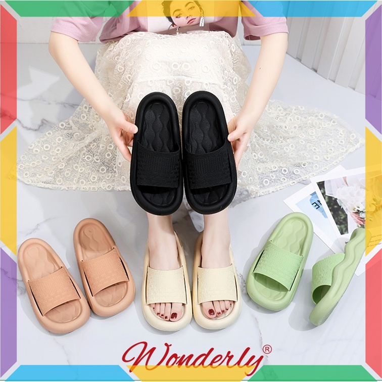 1220-8 Sandal Selop Karet Empuk Wanita Wonderly Sendal Slop Kapal Cewek Rumah Hotel Kamar Tidur