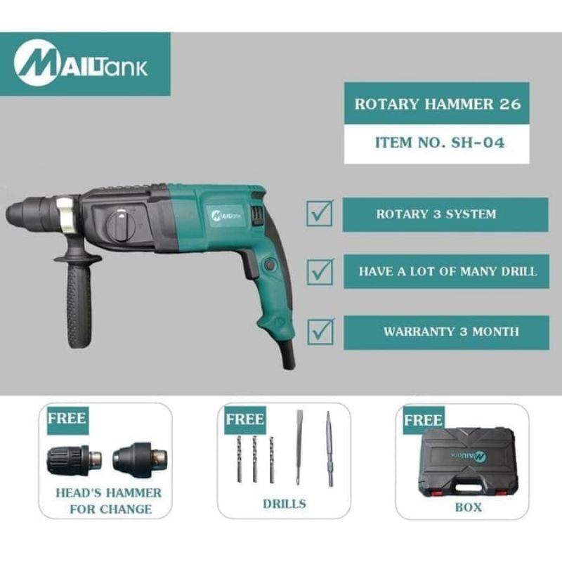 Mailtank ROTARY HAMMER DEMOLITION DRILL SH04 mesin bor beton