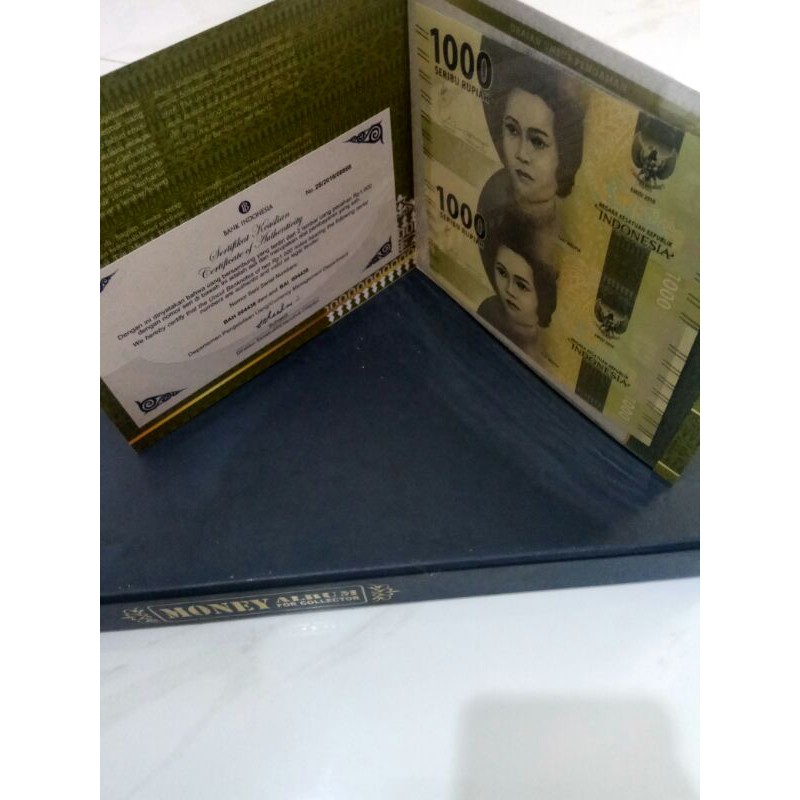 Asli Uang bersambung (belum dipotong) pecahan 1000 cut meutia blok 2