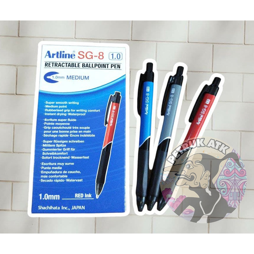 

[PCS] PULPEN / BALLPOINT / BOLPEN ARTLINE EGB SG-8 1.0 MM HITAM / BIRU / MERAH*