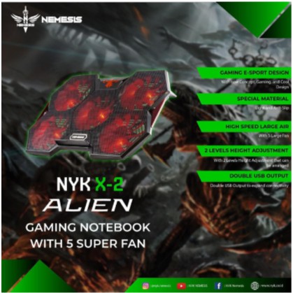 NYK X2 Alien Gaming Cooling Pad Laptop 5 Fan