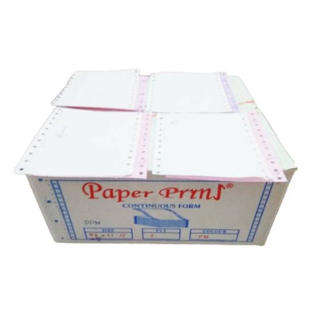 Kertas komputer continuous form 2ply/4 wartel paper prins