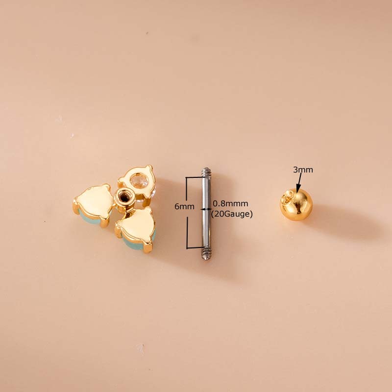 1pc Anting Tusuk Stainless Steel Dengan Batu Opal Untuk Wanita