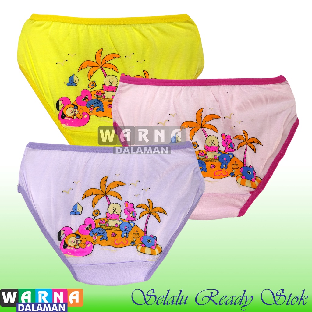 6 Pcs Celana Dalam Anak Cewek Gambar Karakter Kartun di Belakang