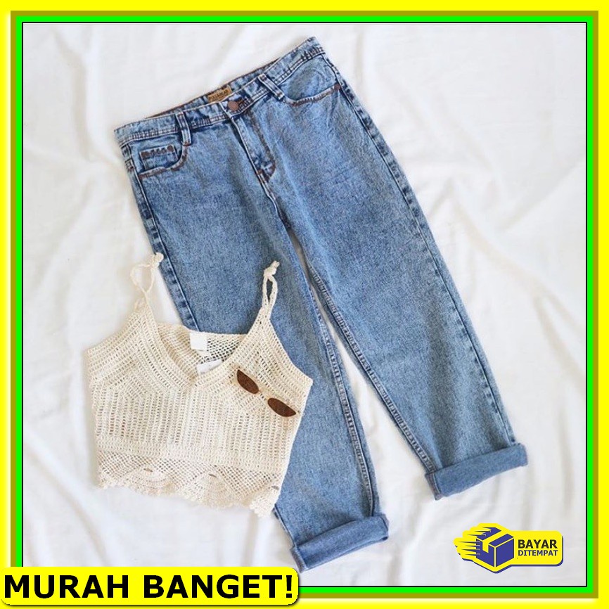 ☼ Celana Rumbai Kulot Jeans Rumbay Denim Jins Jin Jean Wanita Mur RV886 Boyfriend Jeans Big Size