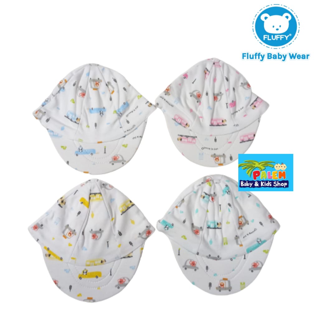 Fluffy topi baby pet motif dan kuncung baby newborn 1pcs