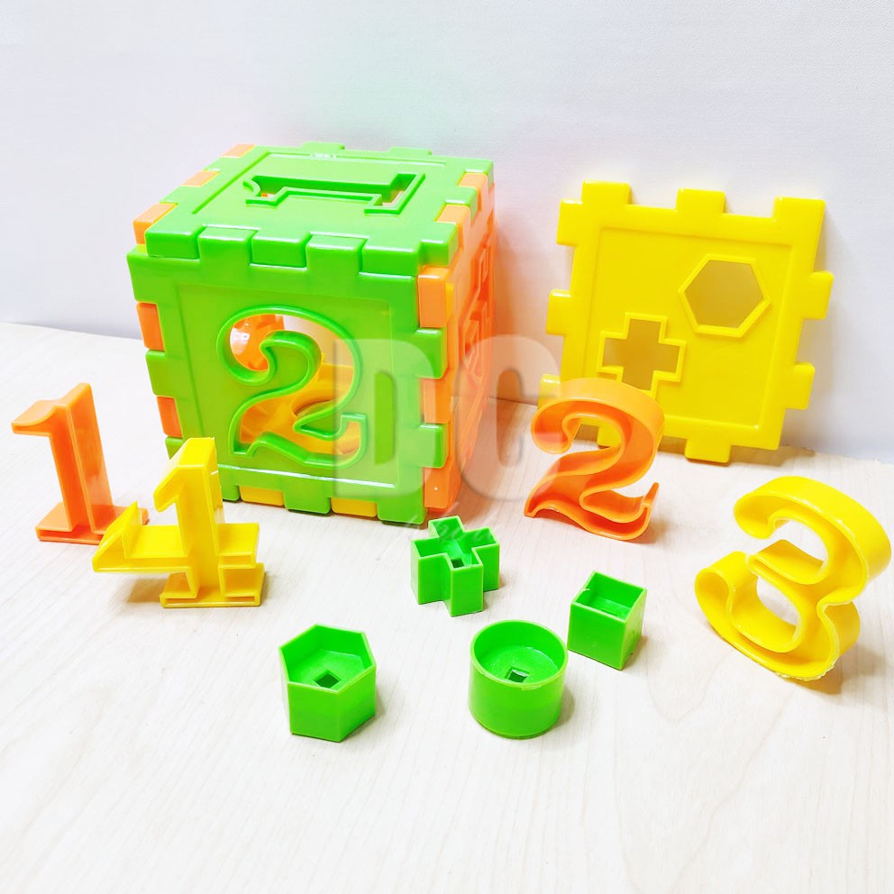 Puzzle Kotak Angka Mainan Edukasi Blocks Pintar Bentuk &amp; Warna Shape Color