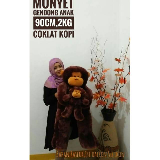 Monyet gendong anak warna coklat kopi
