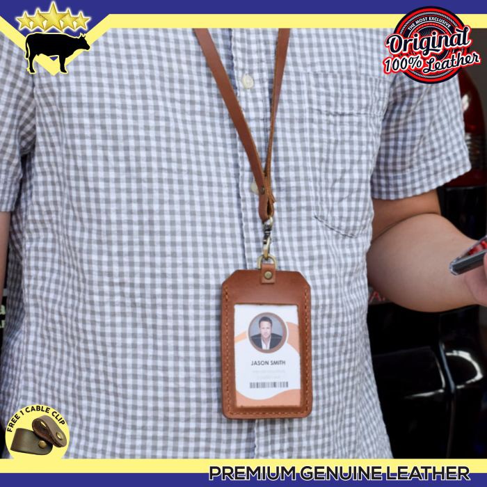 

Gantungan id card name tag kulit asli handmade genuine leather