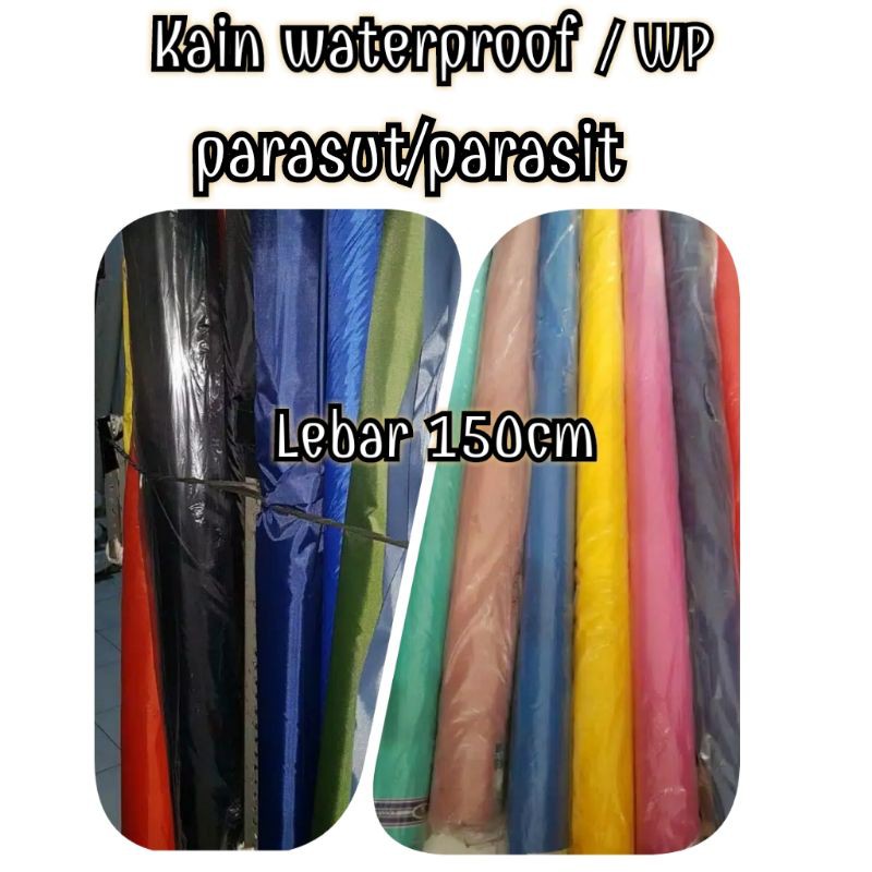 bahan kain waterproof wp parasut parasit polos murah