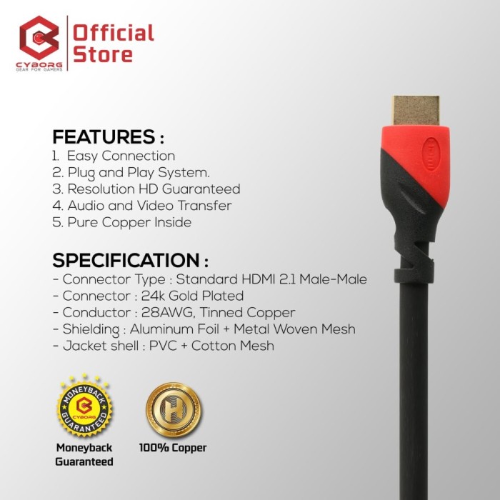 Kabel HDMI V2.0 Cyborg V 2.0 2 3 5 10 15 20 Meter 2160p 60hz