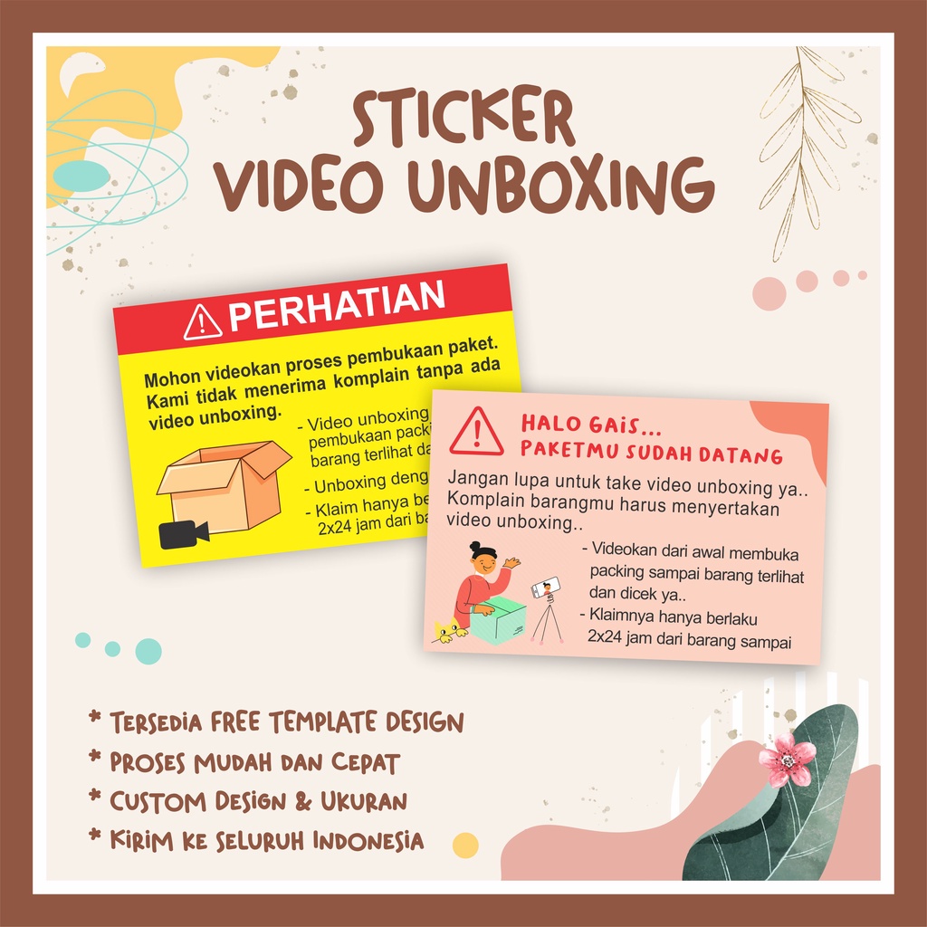 Jual Sticker Video Unboxing Stiker Wajib Video Label Pengiriman