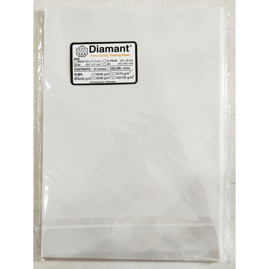 

KERTAS KALKIR / TRACING PAPER DIAMANT 80 / 85 GR A4 ( 50 PCS )