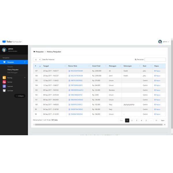 Software aplikasi Toko penjualan komputer service PHP berbasis web