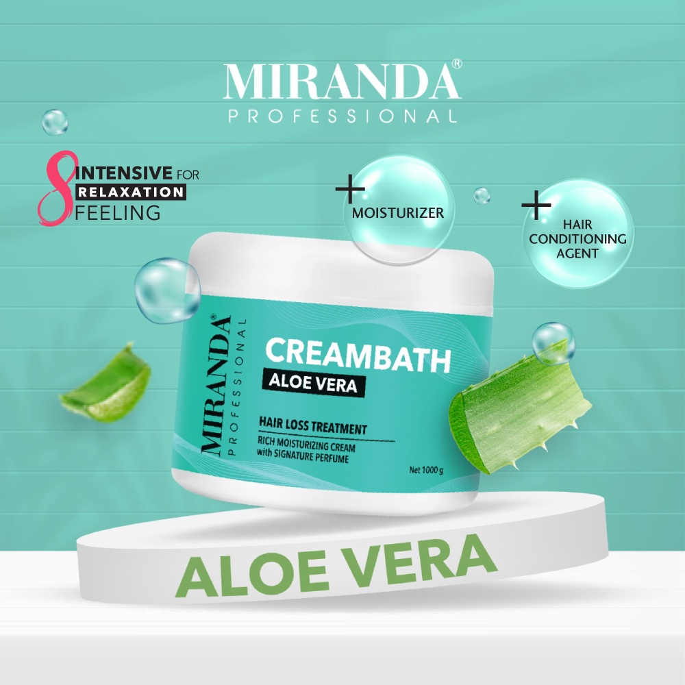 MIRANDA Professional Creambath Strawberry Rose Aloe Vera Mint - Perawatan Pelembab Rambut Rontok Rusak Kering