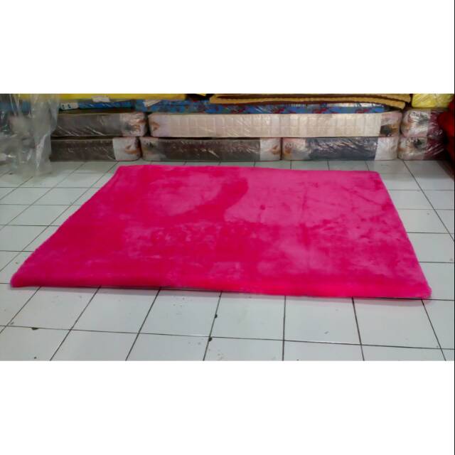 Karpet Bulu Kasur Busa Kasur Rasfur Pink Fanta Polos Kasur Bulu Rasfur