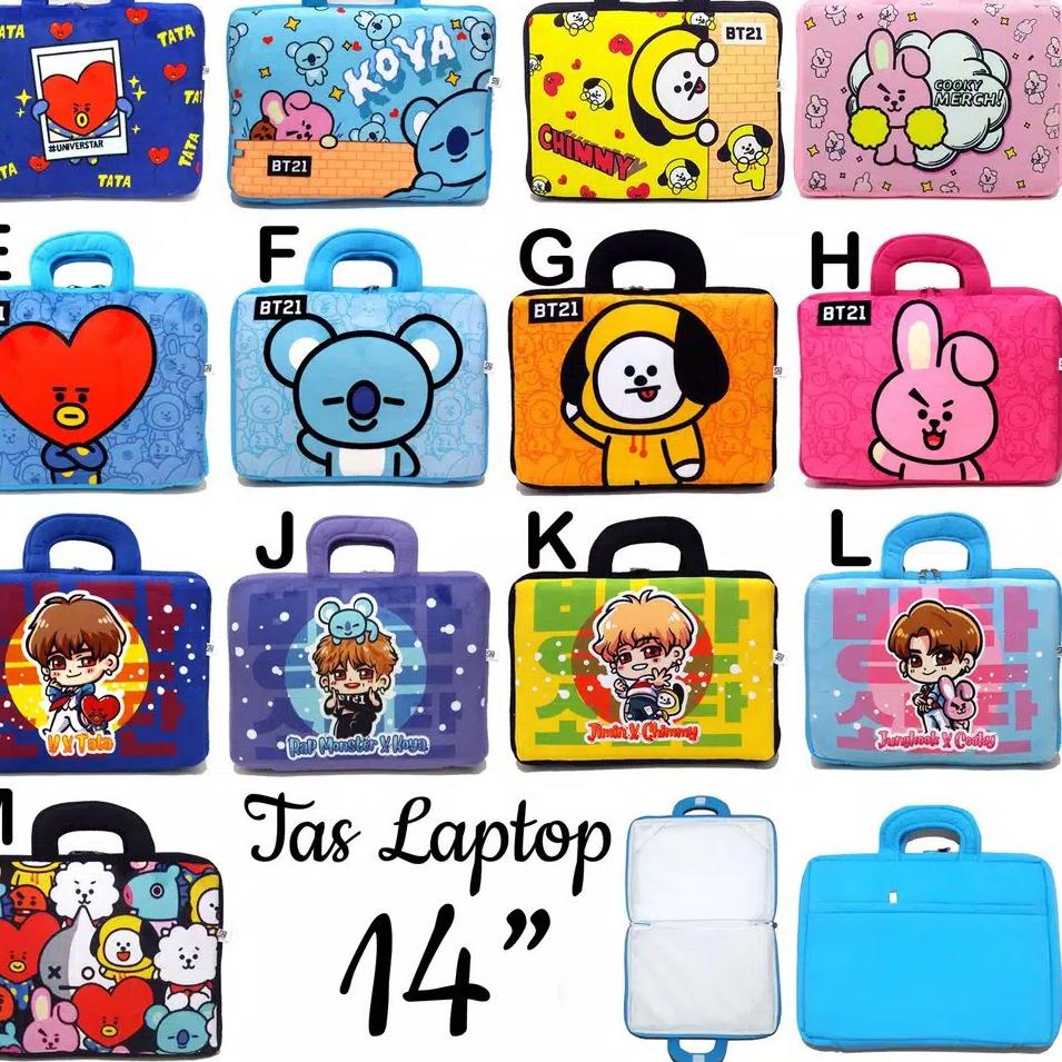 Modern.. Tas Laptop Jinjing / Tas Laptop Selempang / Tas Note book Notebook 14 " Inch Karakter BTS B