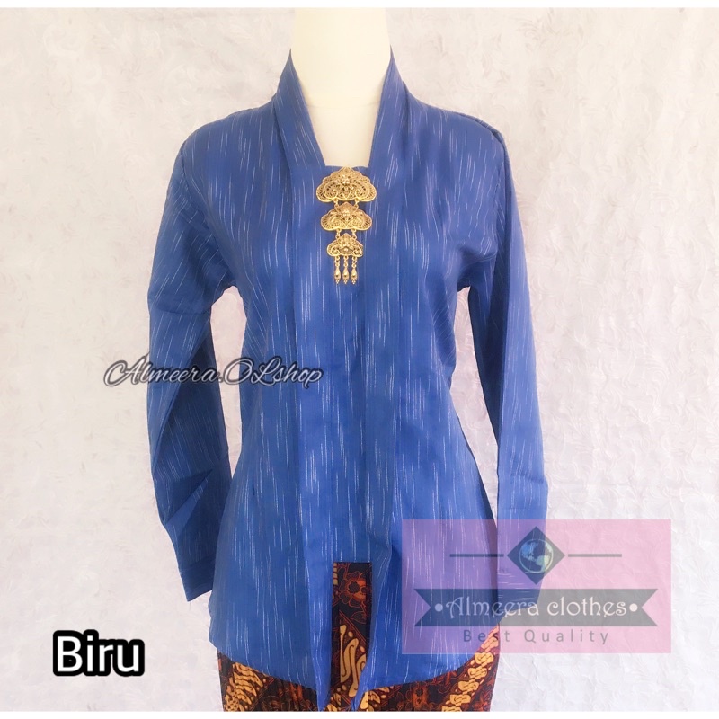 baju jawa kebaya lurik motif hujan gerimis alusan warna biru M L XL XXl 4L 5L