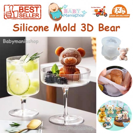 Cetakan Silikon 3D Beruang Es Batu Silicone Mold Ice Bear Baking Bentuk Lucu Kue Jelly Pudding Coklat DIY Cola Juice