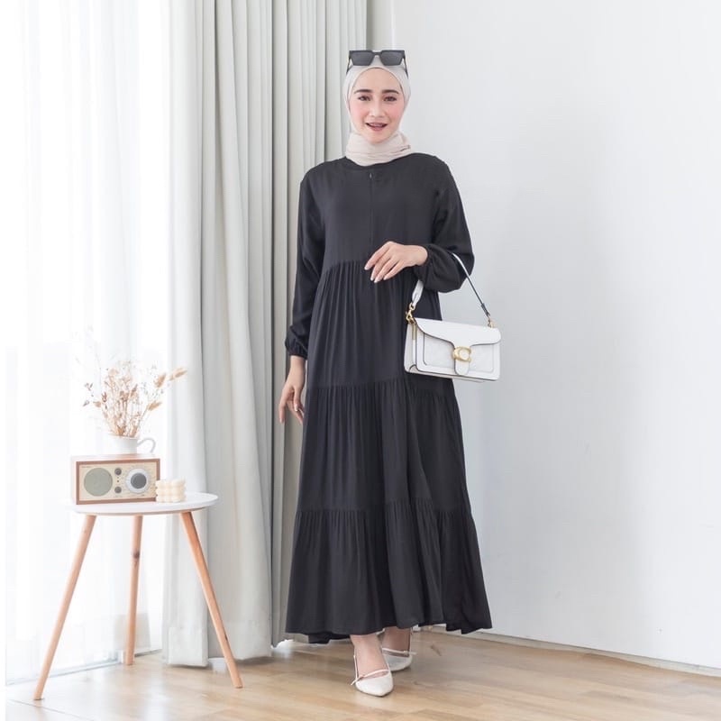 (DBY) GAMIS ANDINA BASIC RUFFLE REMPEL DAILY BUSUI MAXY DRESS RAYON