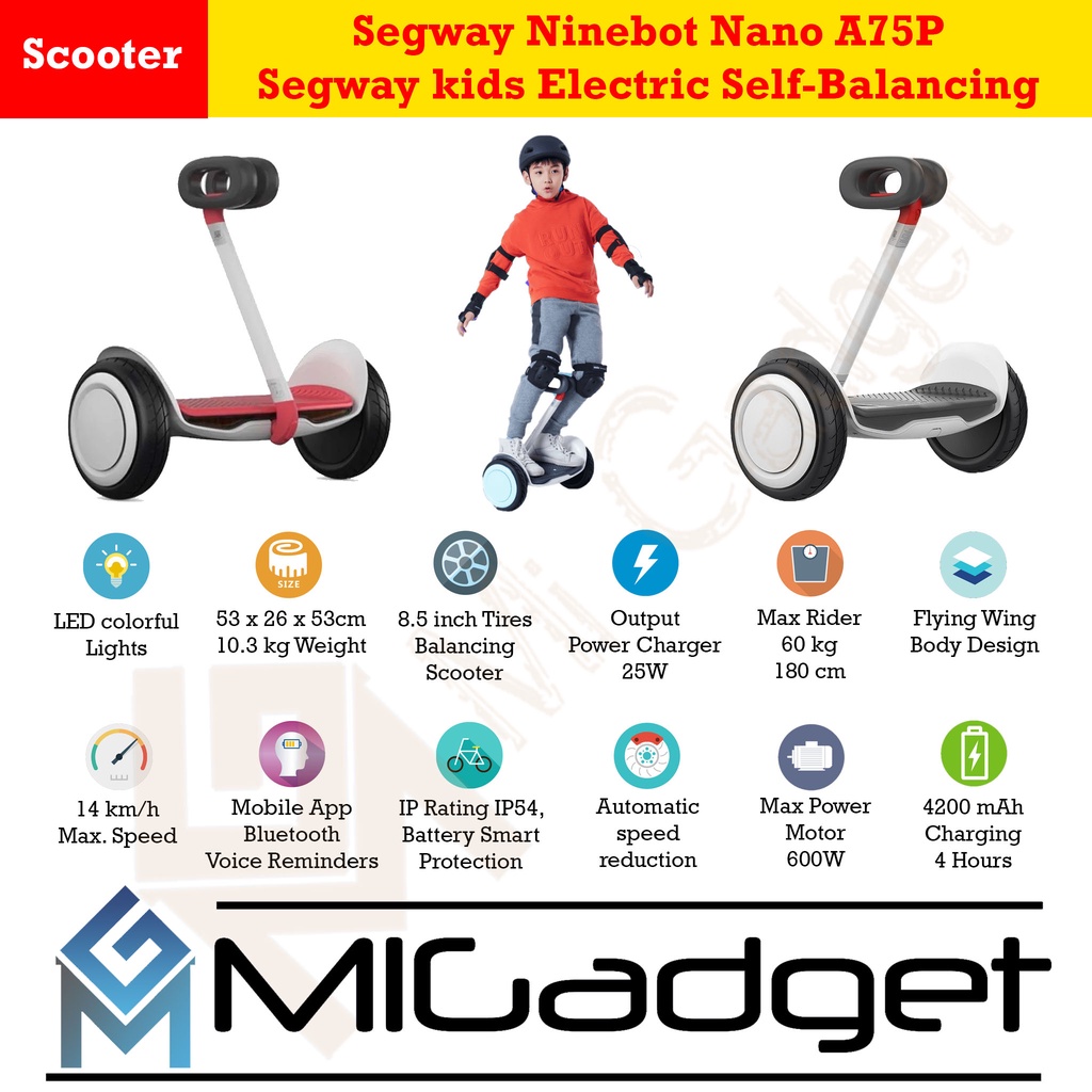 Segway Ninebot Nano A75P Segway kids Electric Self-Balancing Scooter