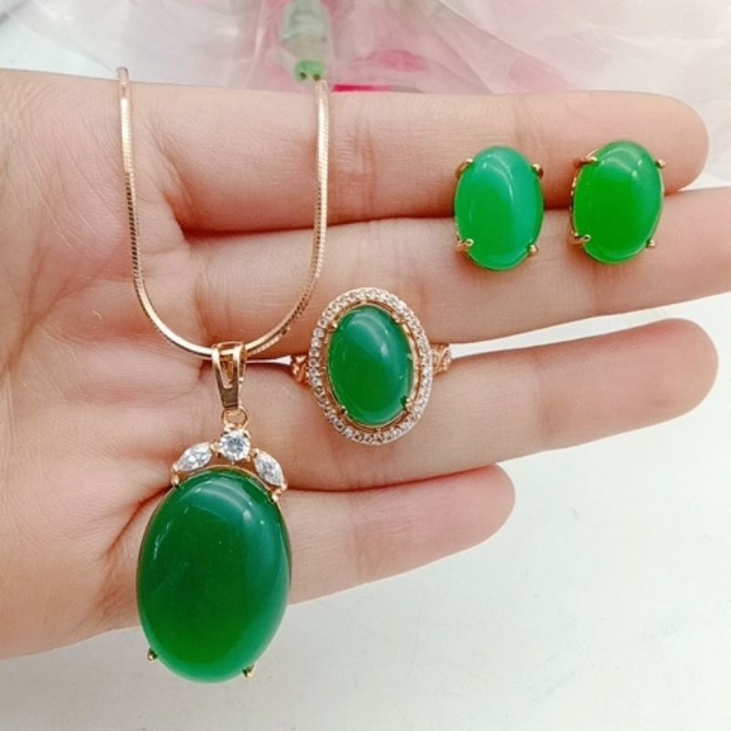 set giok asli lapis emas terbaru