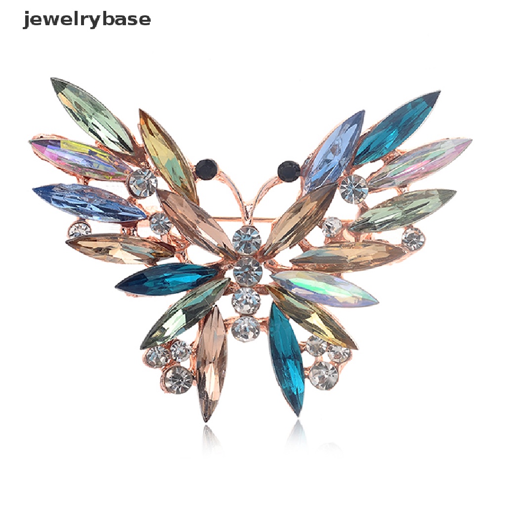 Bros Bentuk Hewan Butterfly Aksen Kristal Warna-Warni Untuk Wanita