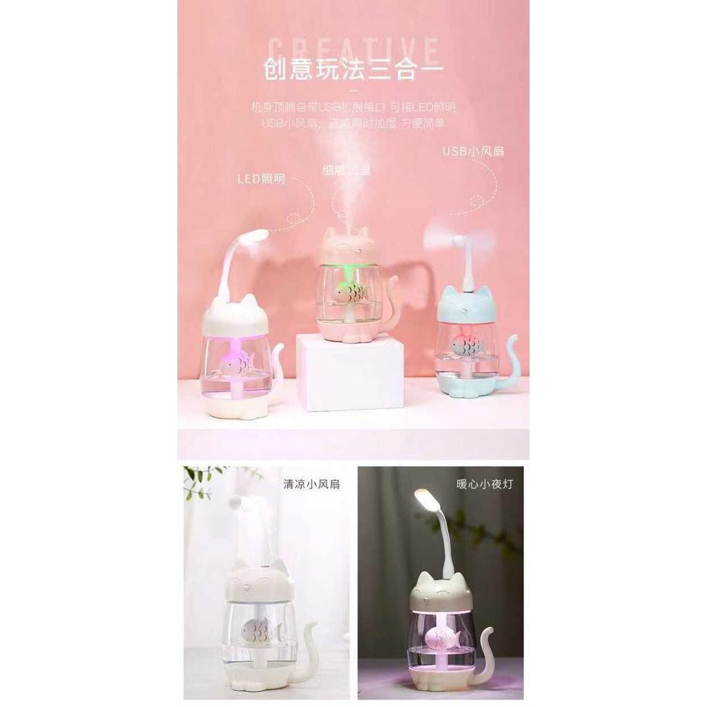 Air Humidifier Kitty / Car Humidifier 3in1 Pelembab Udara Ruangan dan Mobil