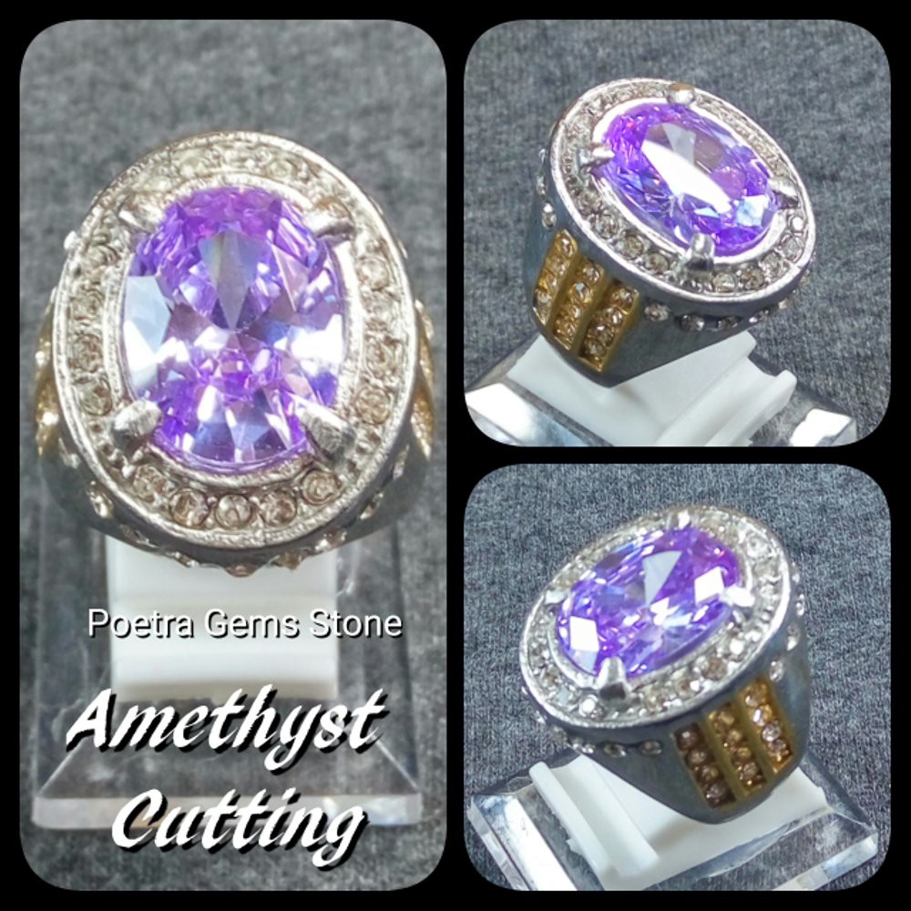 CINCIN PERMATA AMETYHST MUDA CUTING MEWAH &amp; ELEGAN BIG SIZE