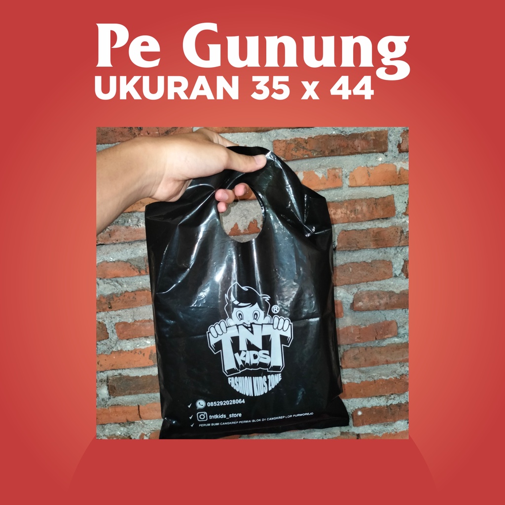 Sablon Plastik PE Gunung Ukuran 35x44 Plastik Distro Baju Gamis