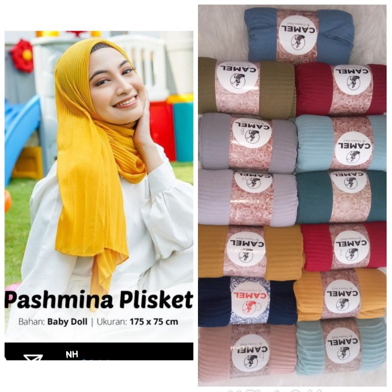 Pashmina full Plisket Umama Murah(tanpa Garis tengah)||geser untuk detail ||Plisket murah bahan adem