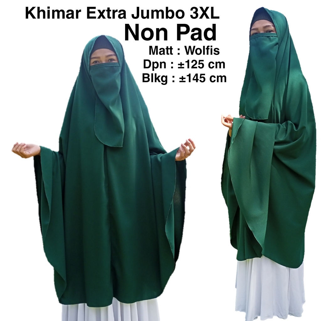 2XL & 3XL Non Pet Free Niqab Bandana / Tali - Khimar Cadar Syari Hijab kerudung Jilbab Instan Extra 