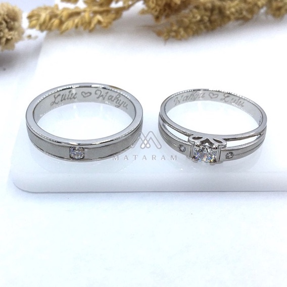 Cincin Kawin Manokwari Couple Palladium Kadar 5% - Bebas Request Model Cincin Custom By Mataram Jewe