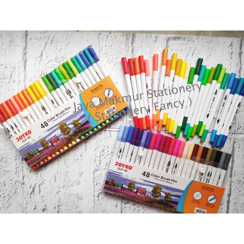 Pen gel kuas color Brush Pen Joyko set 48 warna CLP-40 (1 Set)